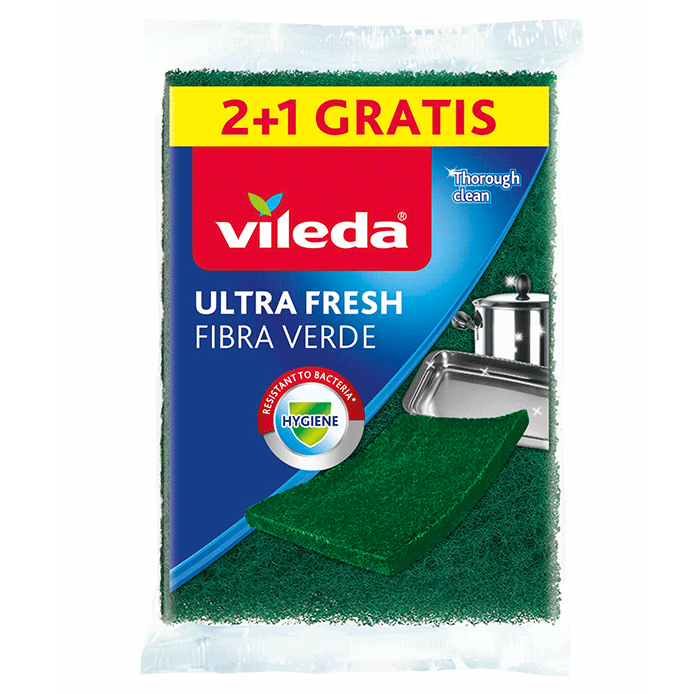 Esfregão Verde Vileda Ultra Fresh: pack de 2 + 1 grátis